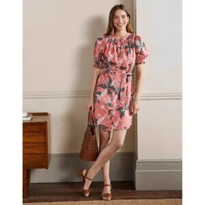 Boden Smocked Linen Shirt Dress Size 16